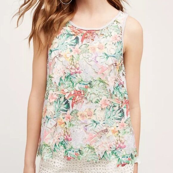 Anthropologie Inari Eyelet Floral Printed Sleeveless Top (NWT) - Picture 4 of 4
